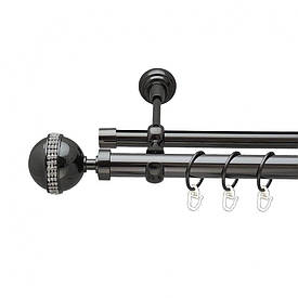 Карниз Orvit Авея металевий дворядний опозитний гладка \ профільна труба кільце металеве Онікс 25\19 мм 160 см (6708140)