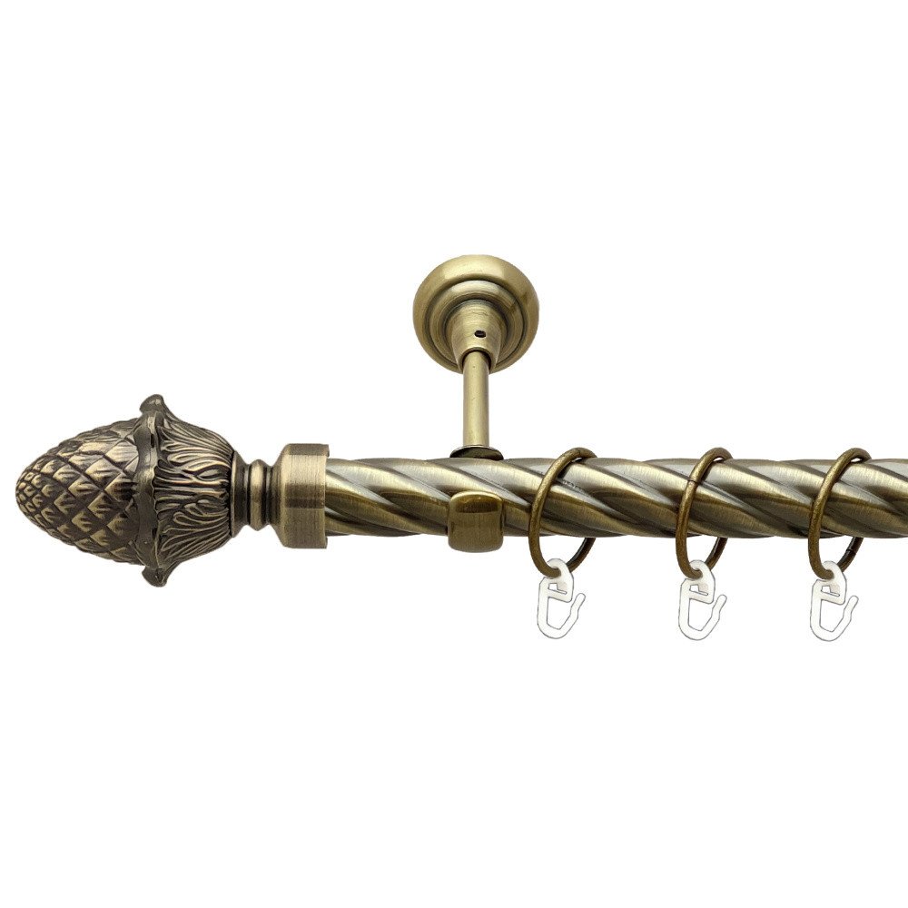 Карниз Orvit Цинара металевий однорядний відкритий скручена труба кільце металеве Антик 25 мм 300 см (00-00024379), фото 1