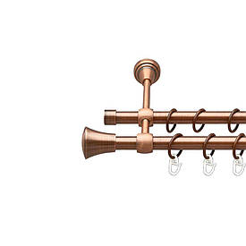 Карниз Orvit Принц металевий дворядний литий гладка труба кільце металеве Мідь 16\16 мм 280 см (00-00019683)