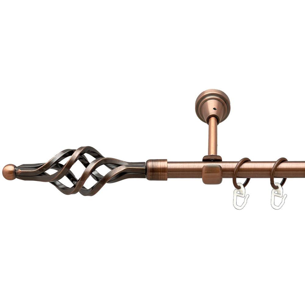 Карниз Orvit Ажур Мала металевий однорядний відкритий гладка труба кільце металеве Мідь 16 мм 280 см (00-00019235), фото 1