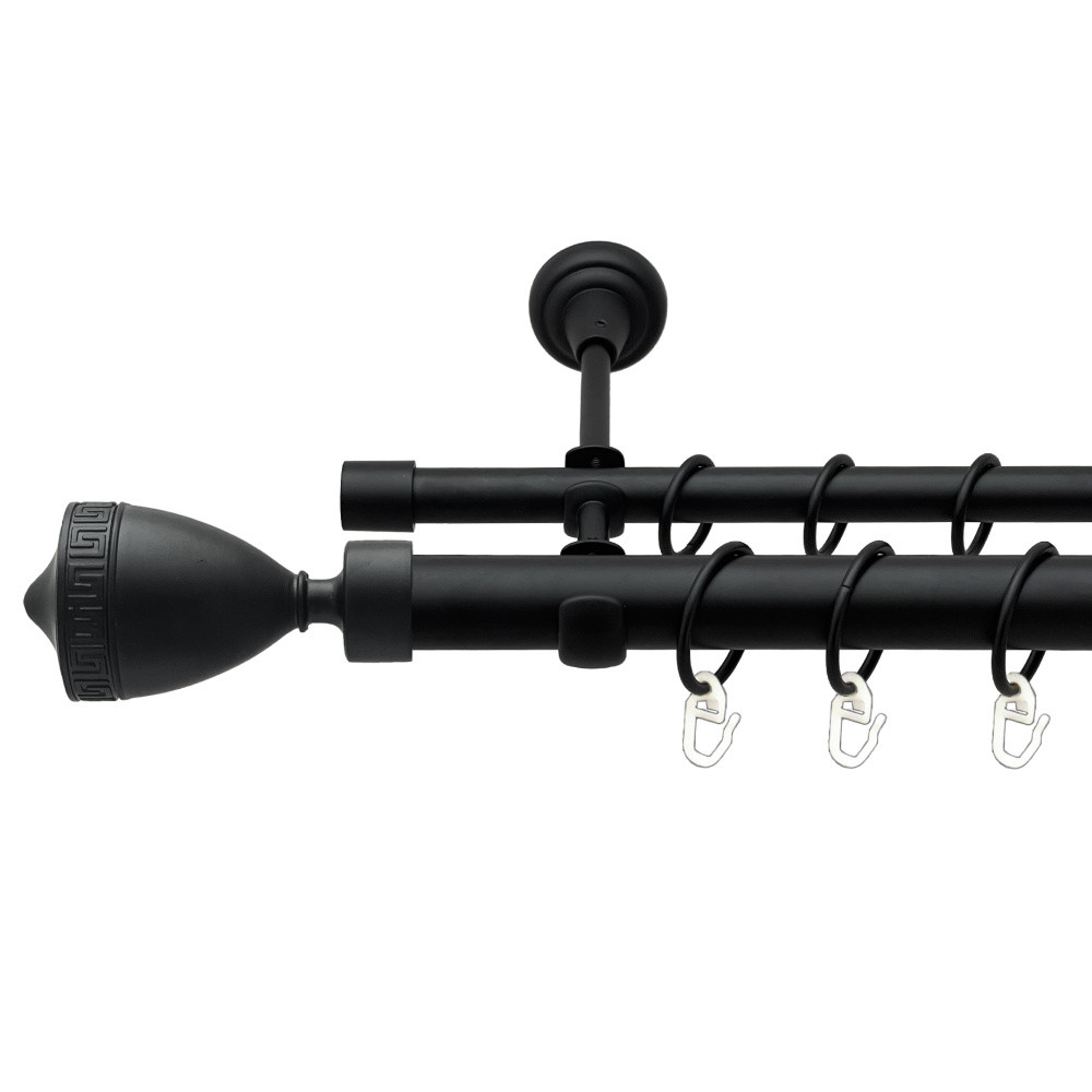 Карниз Orvit Афіна металевий дворядний відкритий гладка труба кільце металеве Чорний Оксамит 25\16 мм 240 см (00-00024506), фото 1