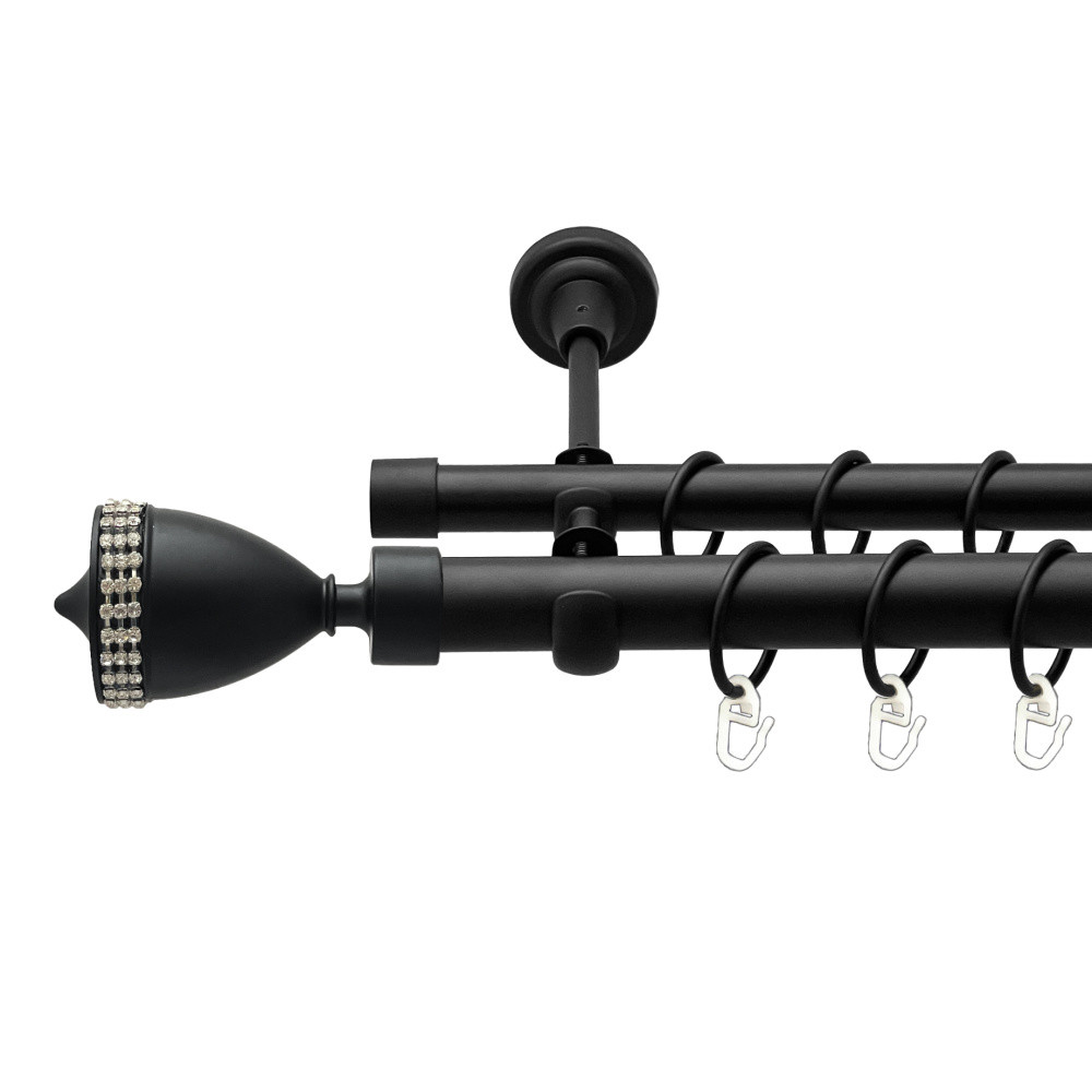 Карниз Orvit Етернія металевий дворядний відкритий гладка труба кільце металеве Чорний Оксамит 25\19 мм 300 см (00-00024555), фото 1