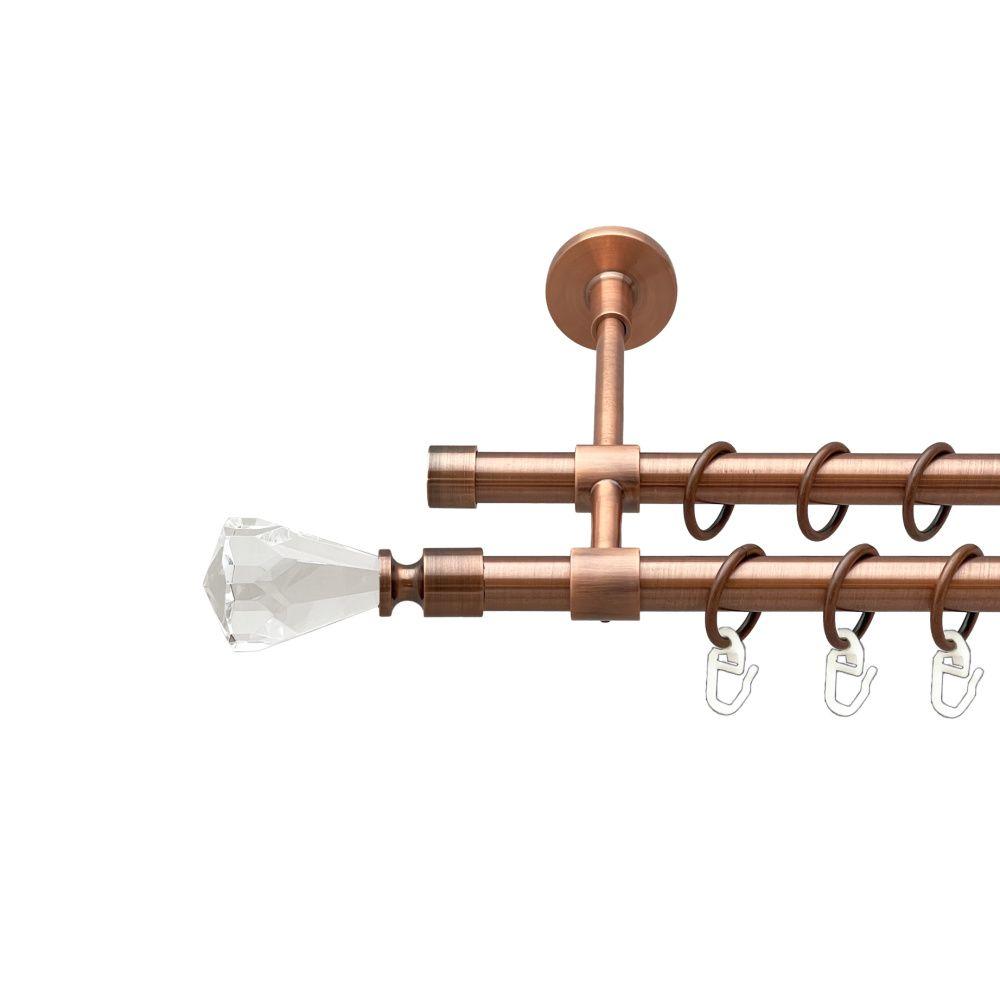 Карниз Orvit Лучетта металевий дворядний закритий гладка труба кільце металеве Мідь 16\16 мм 300 см (00-00019886), фото 1