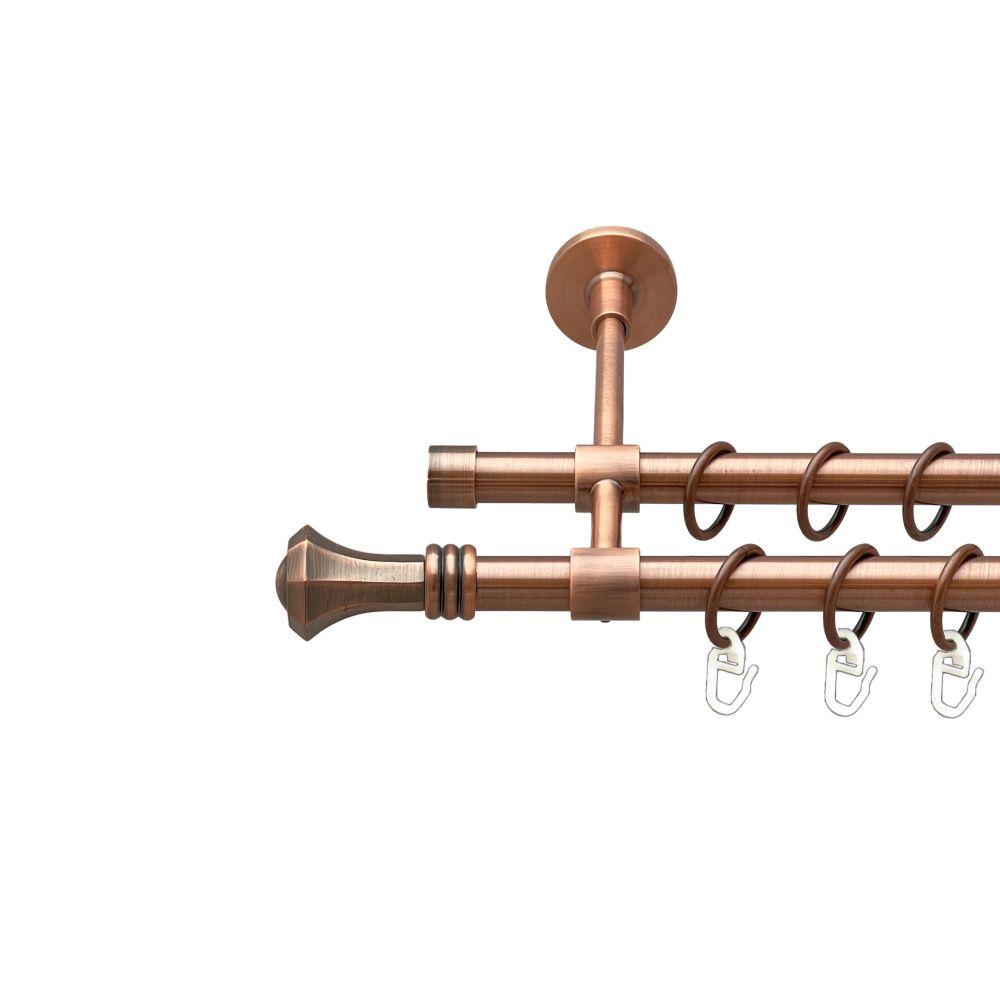 Карниз Orvit Кастелла металевий дворядний закритий гладка труба кільце металеве Мідь 16\16 мм 160 см (00-00019847), фото 1