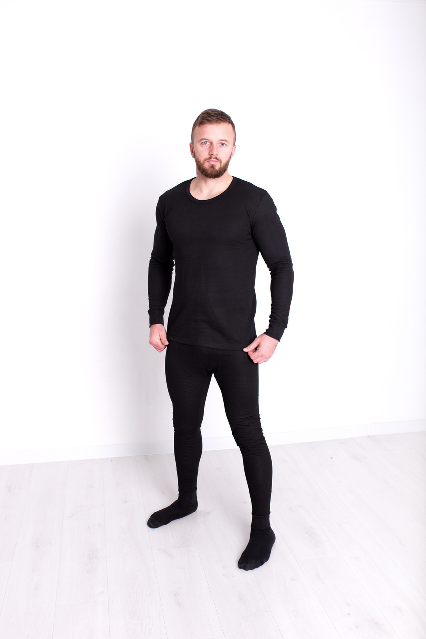 Чоловіча термобілизна молодіжне зимове чорне батал INSAN термокофта і штани чоловічі розмір 4ХL