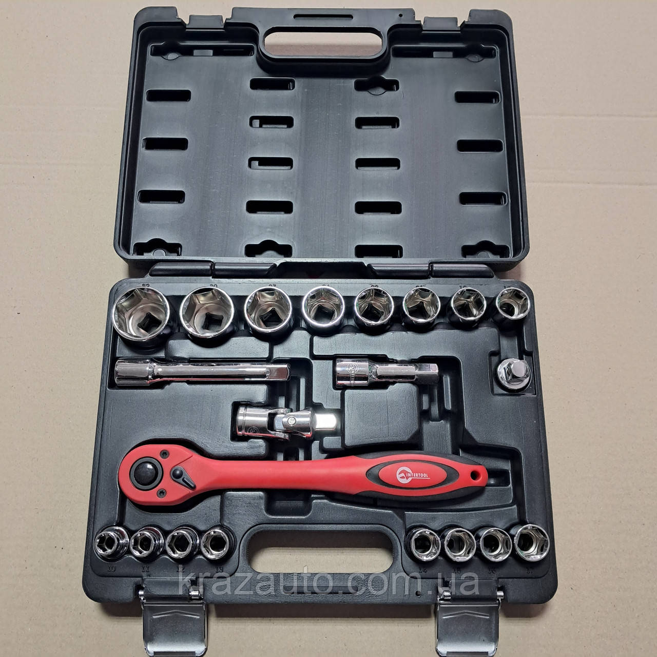 Набір інструментів професійний, 1/2", 21 од. CrV INTERTOOL ET-6021, фото 1