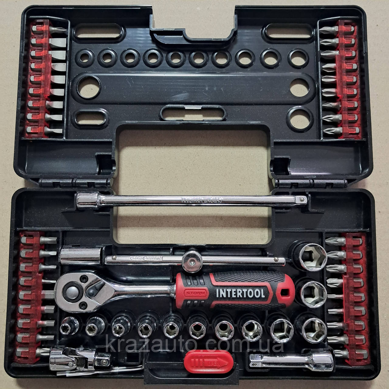 Набір насадок і головок із тріскачкою 57 од, STORM INTERTOOL VT-3657, фото 1