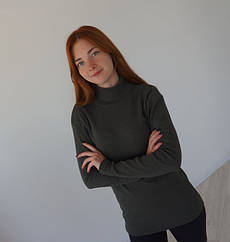 Гольф універсальний, горловина відворот/стійка М Л ХЛ 2ХЛ рібана з начосом ОЛИВА