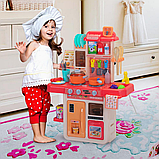 Дитяча ігрова кухня Spoko SP-60 з мийкою, посудом і продуктами, 42 предмети рожева, фото 4