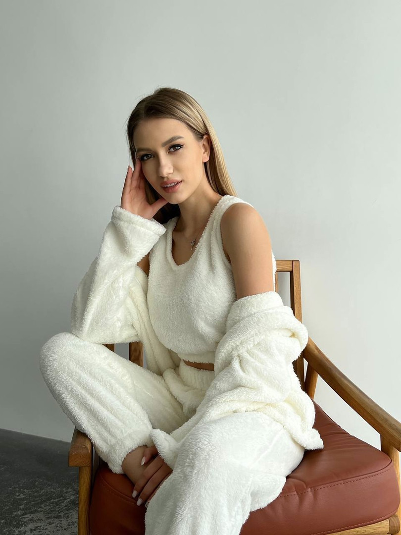 Жіноча піжама-трійка тепла зі штанами