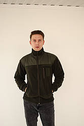 Флісова кофта БАТАЛ 3ХЛ 4ХЛ 5ХЛ (фліс середньої щільності та плащівка) ОЛИВА