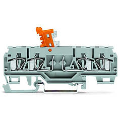 Клема 4-провідна тестова Wago на DIN-рейку 0,08 - 2,5 мм2 з ножовим розмикачем 280-874