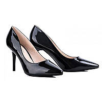 Женские черные туфли на каблуке лаковые классические на шпильке (НАЛИЧИЕ размеров в описании)