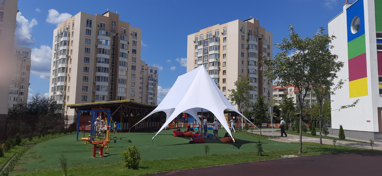 Двощогловий намет Зірка Veranzo 14,00 м. х 7,30 м., білий