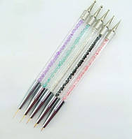 Кисть 2 х стороння - 1 ст кисть для малювання страйпер , 2 ст дотс різного розміру. 1 шт.