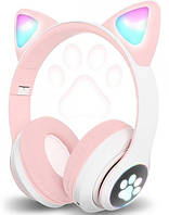 Бездротові навушники Bluetooth з вушками з підсвічуванням STN-28 рожеві