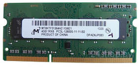 Память Micron SODIMM DDR3 4GB PC3L-12800S (1600Mhz) (MT8KTF51264HZ-1G6E1)(8x1), б/у