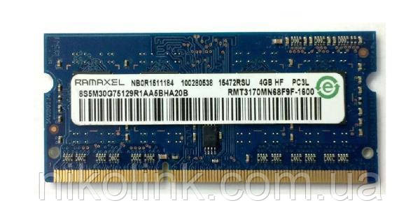 Память Ramaxel SODIMM DDR3 4GB PC3L-12800S (1600Mhz) (RMT3170MN68F9F-1600), б/у