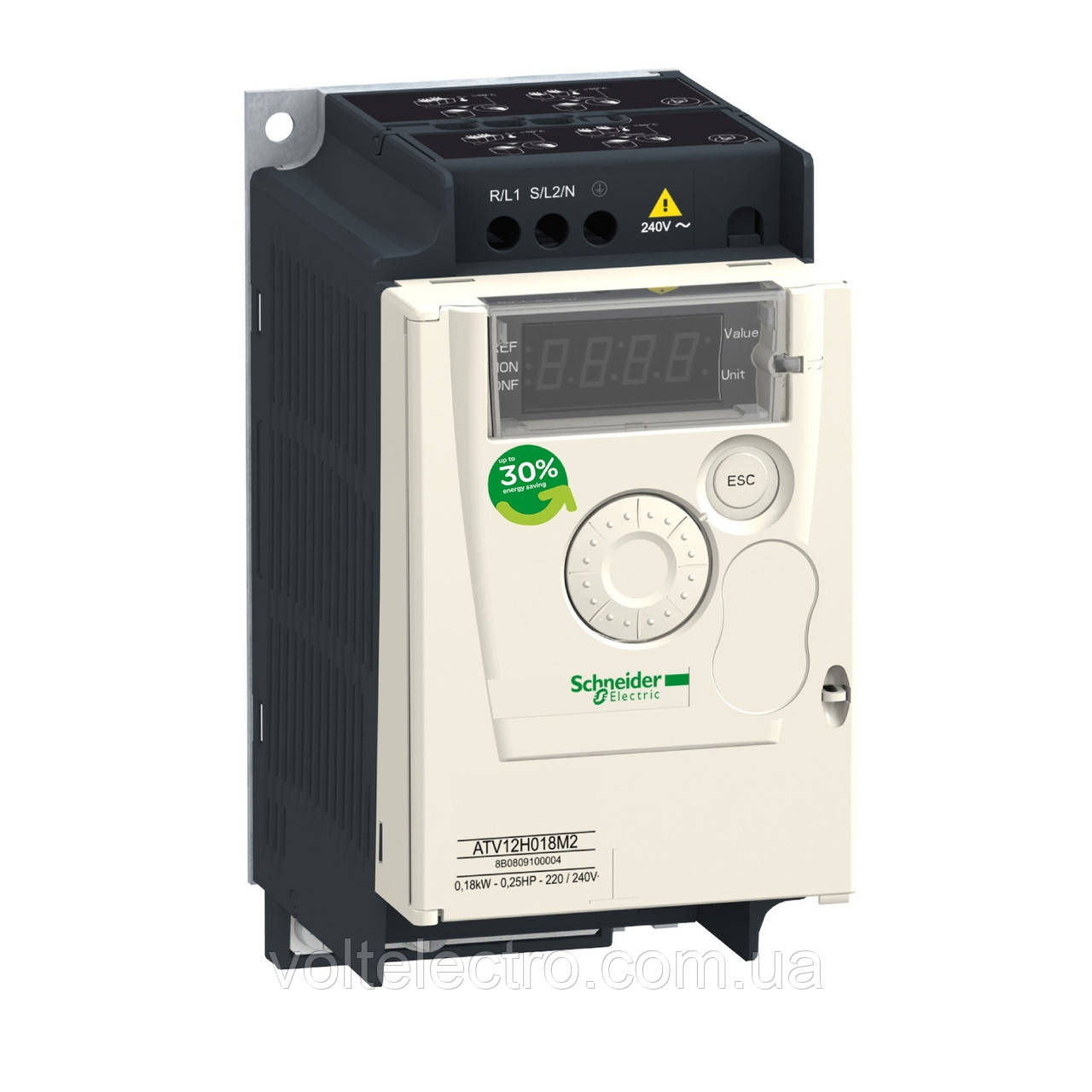 Перетворювач частоти ATV12 0.18кВт 1,4А 240В 1Ф Schneider Electric ATV12H018M2TQ