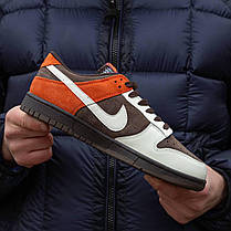 Чоловічі Кросівки Nike SB Dunk Velvet Brown White Orange / Найк СБ Данк Вельвет Коричневі з Білим та Помаранчевим, фото 4
