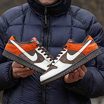 Чоловічі Кросівки Nike SB Dunk Velvet Brown White Orange / Найк СБ Данк Вельвет Коричневі з Білим та Помаранчевим, фото 2