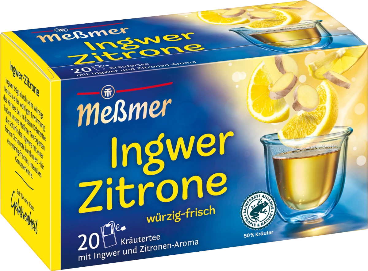 Трав'яний чай, імбир та лимон Meßmer Kräutertee Ingwer, Zitrone (20 пакетиків), 40 г