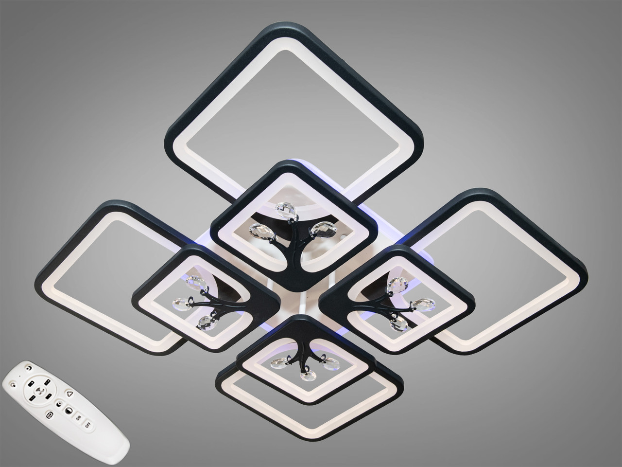 Люстри в зал під стелю 190W Diasha 8157/4+4BKLED3colordimmer, фото 1