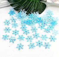 Аппликации "Снежинки" 3 см, на тканевой основе, голубые (50 шт)