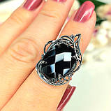 Срібна каблучка камінь шахівниця, фото 2