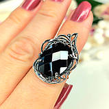 Срібна каблучка камінь шахівниця, фото 4