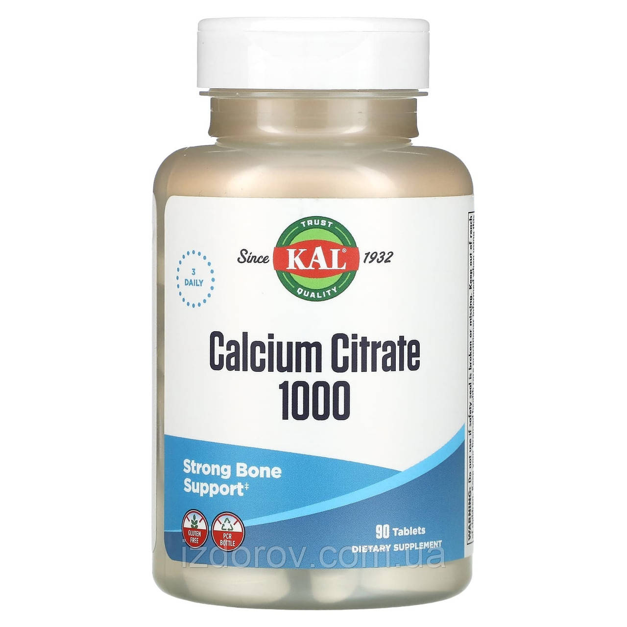 Кальцій цитрат 1000 мг KAL Calcium Citrate для здоров'я кісток та зубів 90 таблеток
