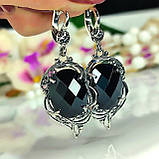Срібло сережки камінь шахівниці, фото 2