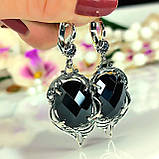 Срібло сережки камінь шахівниці, фото 3
