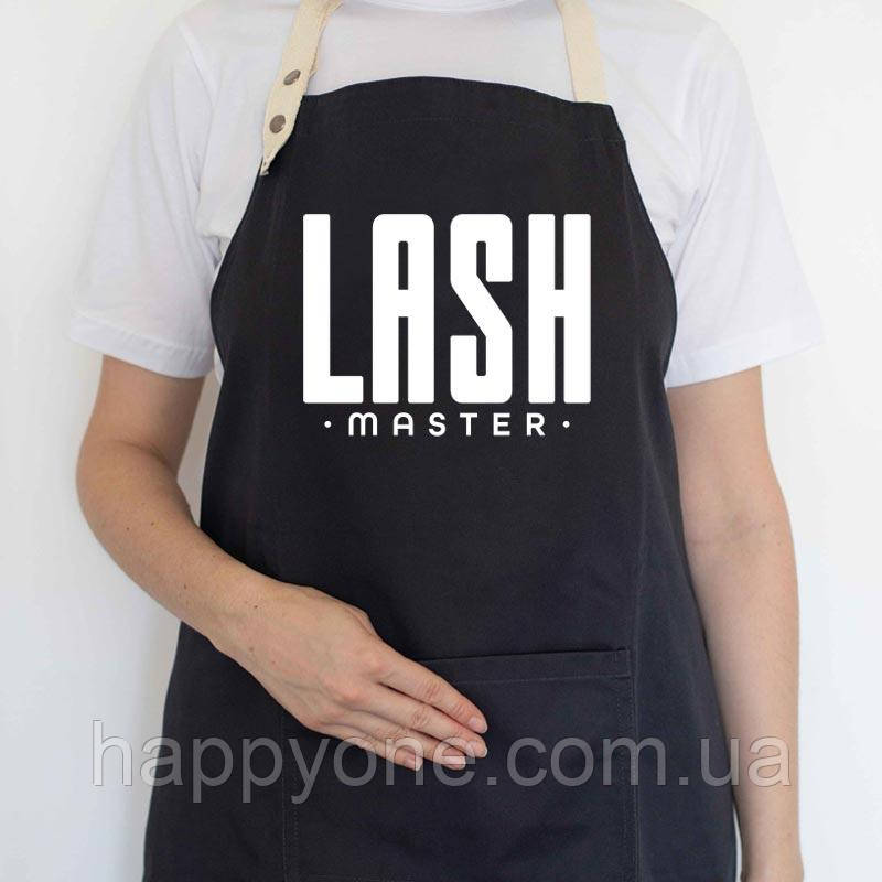 Фартух-передник з прикольною написом Lash master №2 чорний, фото 1