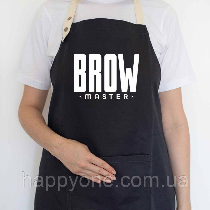 Фартух з прикольним написом Brow master чорний