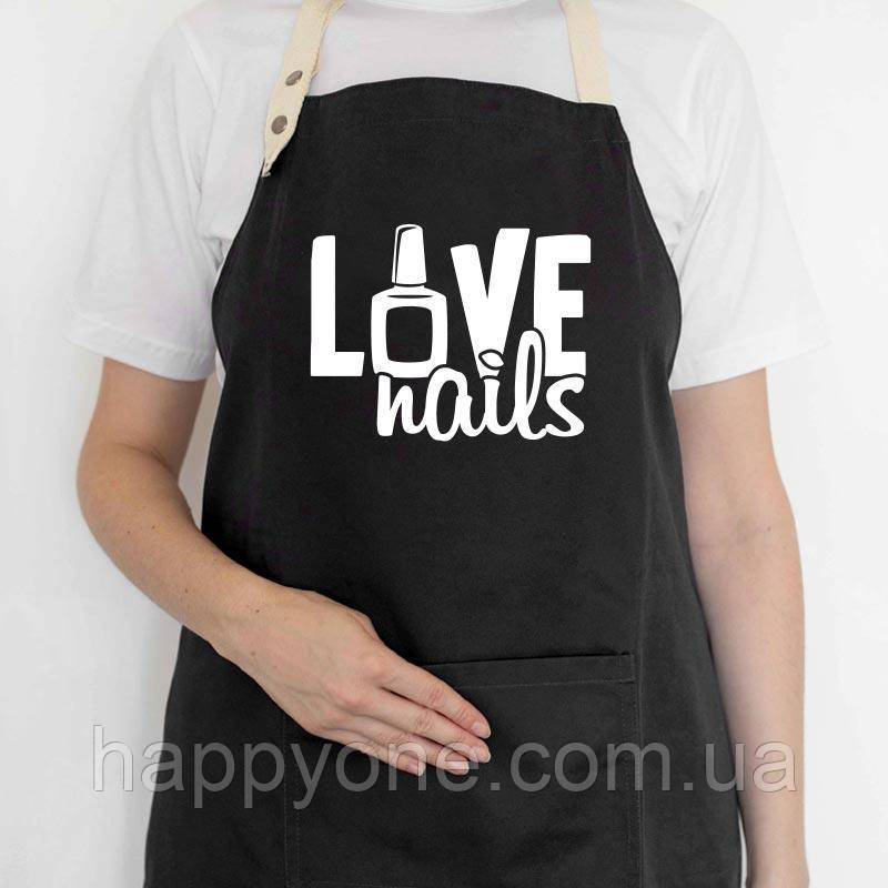 Фартух з написом Love nails чорний