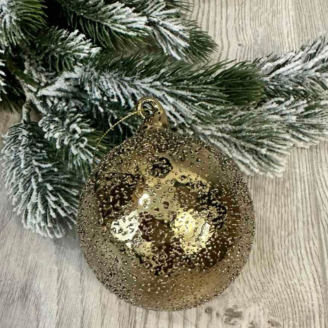 Ялинкова скляна золота куля, 8 см, скло
