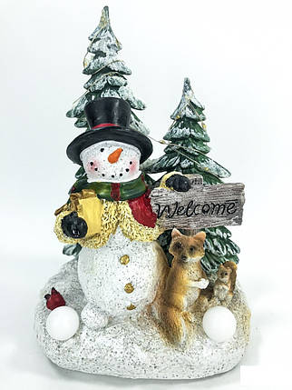 Новорічна інсталяція "Сніговик у лісі" з LED-підсвіткою, фото 1