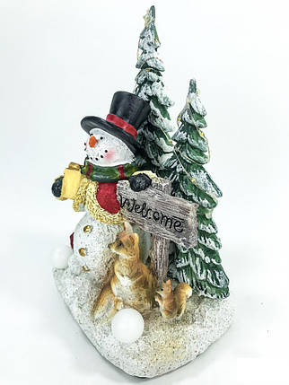 Новорічна інсталяція "Сніговик у лісі" з LED-підсвіткою, фото 3