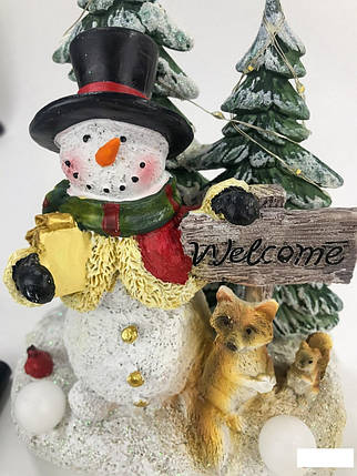 Новорічна інсталяція "Сніговик у лісі" з LED-підсвіткою, фото 2