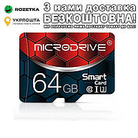 Карта памяти Microdrive с SD адаптером class 10 64Gb Черный