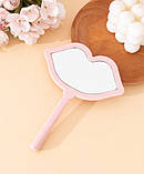 Дзеркало Губи з ручкою рожеве, фото 2
