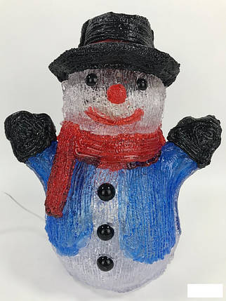 Світний декор "Сніговик у чорному капелюсі" декор на Новий рік, фото 1