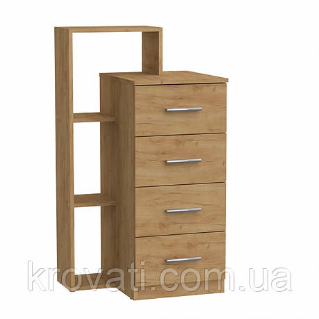 Комод на 4 ящики з полицями Компаніт 4-1 Л, Дуб Крафт Золотий, фото 1