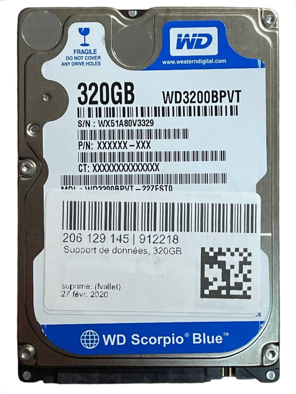 Жорсткий диск 2.5" 320GB Western Digital Scorpio Blue | WD3200BPVT | 5400 об/хв | 8MB | SATA II Б/В