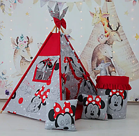 Вигвам детский домик "Minnie Style" BON BON з корзиной для игрушек, Детская палатка для девочки