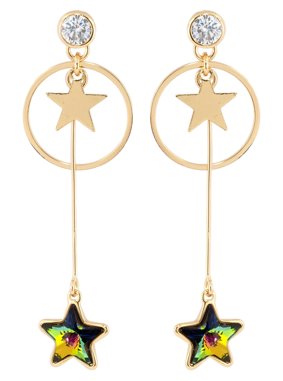 Сережки Xuping колір 18K з кристалами Swarovski пусети "Зоряне Мерехтіння", фото 1