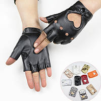 Кожаные перчатки без пальцев Love Glove с сердечком женские для автомобилистов и в спортзал экокожа Серебряный