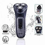 Чоловіча електробритва для бороди ROZIA HT-902 роторна акумуляторна електро бритва для чоловіків, фото 6