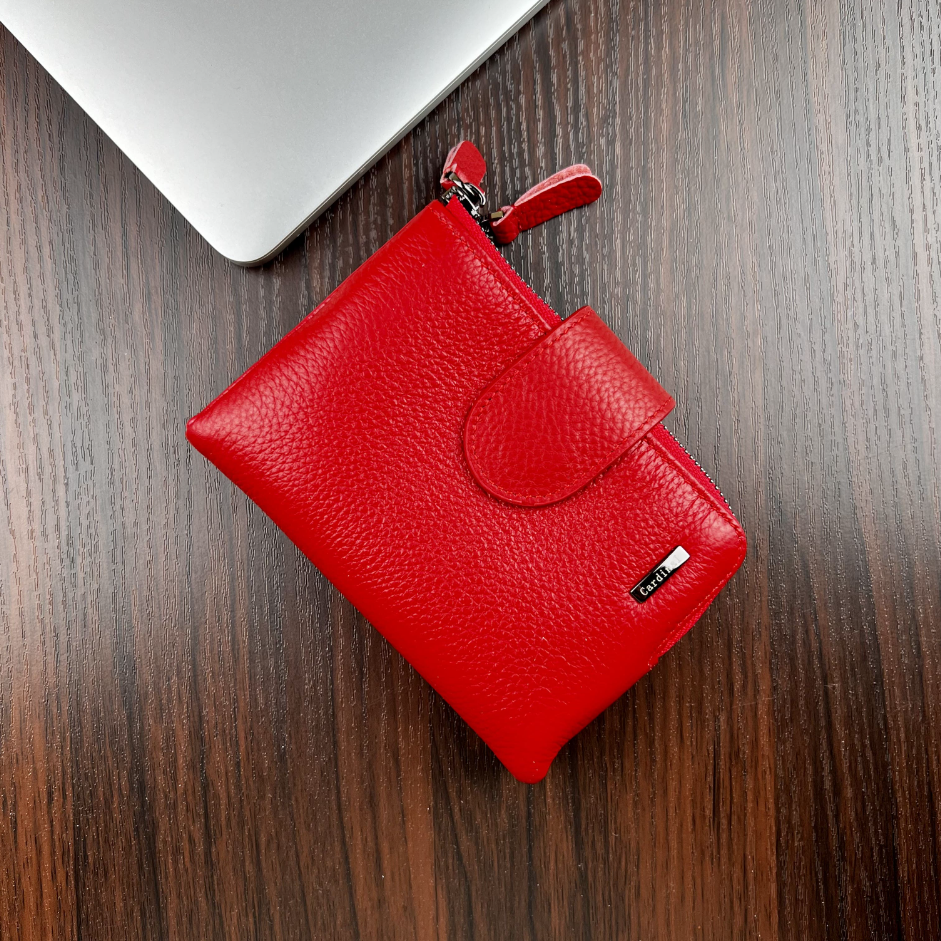 Жіночий гаманець із натуральної шкіри Cardinal шкіряний гаманець на магніті червоний